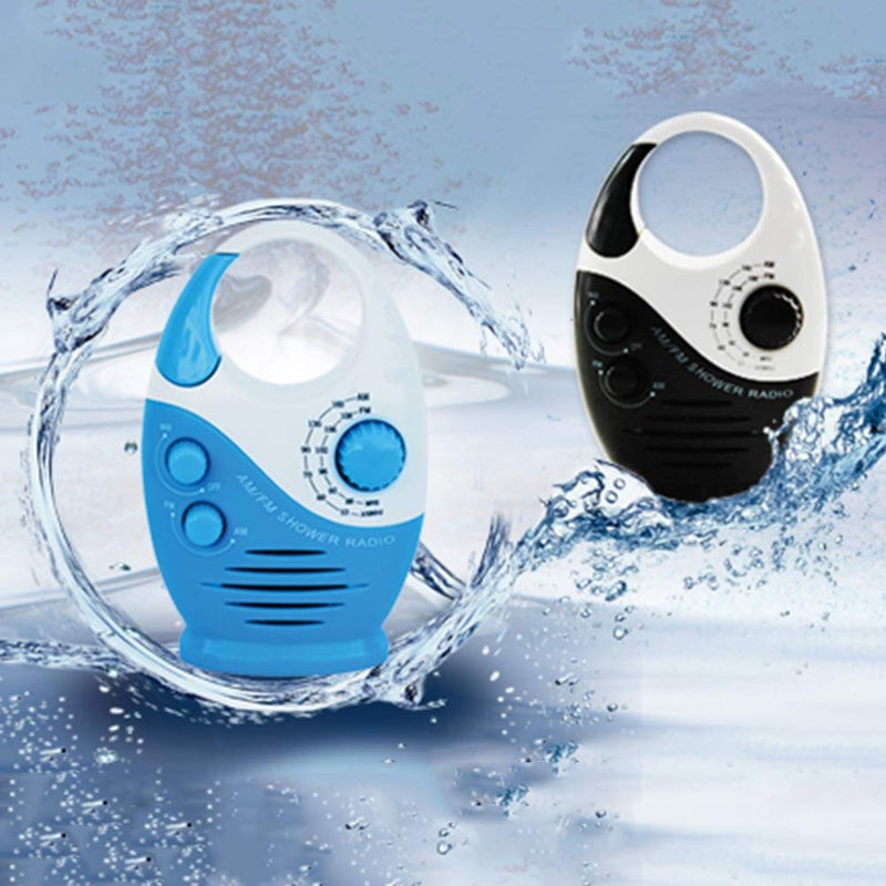 HONUTIGE Waterproof Shower Radio, Splash Proof AM/FM Radio with Top Handle for Bathroom Outdoor Use - Built-in Speaker & Adjustable Volume(Blue and White) - Image 3